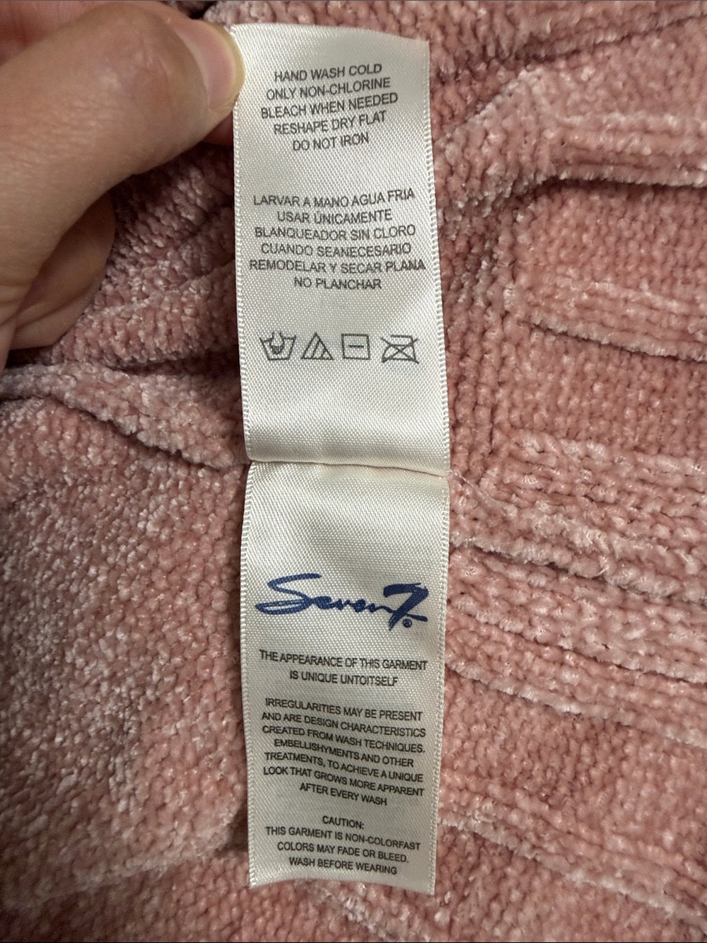 Seven7 Chenille Open Front Cardigan Sweater Pink Women’s Large - Picture 5 of 7